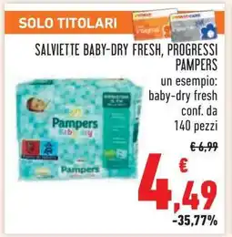 Conad SALVIETTE BABY-DRY FRESH, PROGRESSI PAMPERS offerta