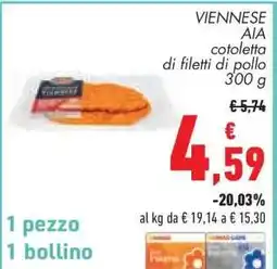 Conad VIENNESE AIA cotoletta di filetti di pollo 300 g offerta
