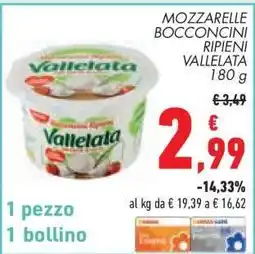 Conad MOZZARELLE BOCCONCINI RIPIENI VALLELATA 180 g offerta