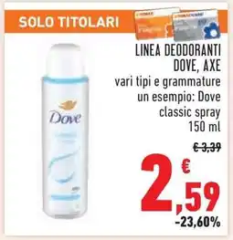 Conad LINEA DEODORANTI DOVE, AXE offerta