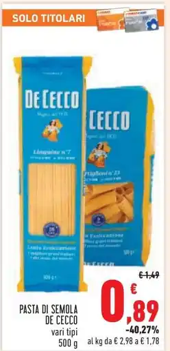 Conad Pasta di Semola De Cecco offerta