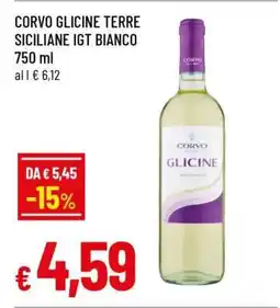 Famila CORVO GLICINE TERRE SICILIANE IGT BIANCO 750 ml offerta