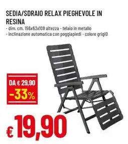 Famila Sedia/Sdraio Relax Pieghevole in Resina offerta