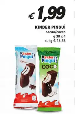 Supermercato Coal KINDER PINGUÌ cacao/cocco offerta