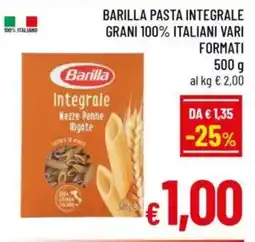 A&O Barilla pasta integrale grani 100% italiani vari formati offerta