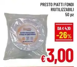 A&O Presto piatti fondi riutilizzabili 50 pz offerta