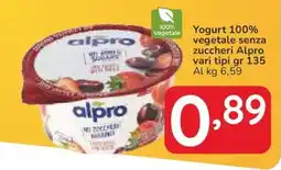 Famila Yogurt 100% vegetale senza zuccheri Alpro vari tipi offerta