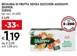 Bennet Bevanda di frutta senza zuccheri aggiunti skipper ZUEGG offerta