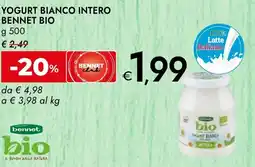 Bennet Yogurt bianco intero BENNET BIO offerta