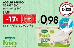 Bennet Yogurt intero BENNET BIO gusti vari, offerta