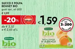 Bennet Succo e polpa BENNET BIO gusti vari offerta