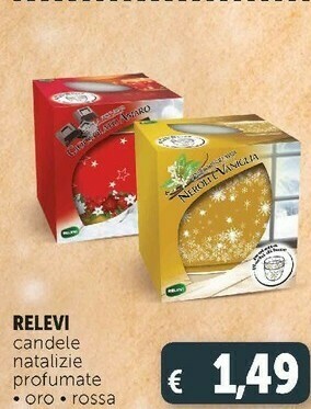 Deco Supermercati Relevi candele natalizie profumate oro rossa offerta