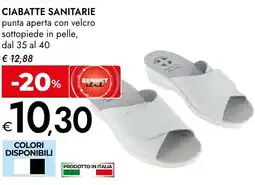 Bennet Ciabatte sanitarie punta aperta con velcro sottopiede in pelle, dal 35 al 40 offerta