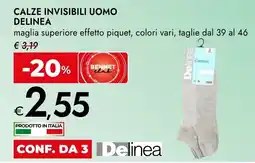 Bennet Calze invisibili uomo DELINEA maglia superiore effetto piquet, colori vari, taglie dal 39 al 46 offerta