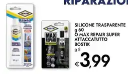 Bennet Silicone trasparente ŏ max repair super attaccatutto BOSTIK offerta