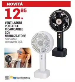 Brico OK Ventilatore portatile ricaricabile con nebulizzatore offerta