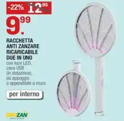 Brico OK Racchetta anti zanzare ricaricabile due in uno offerta