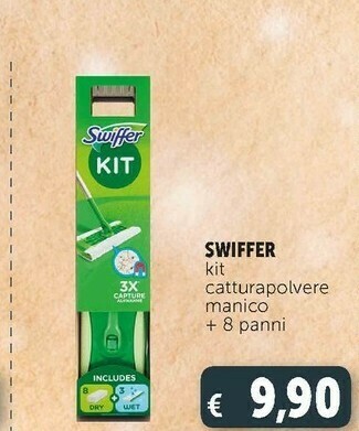 Deco Supermercati Swiffer kit catturapolvere manico + 8 panni offerta
