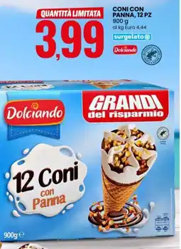 Eurospin Dolciando coni con panna, 12 pz offerta