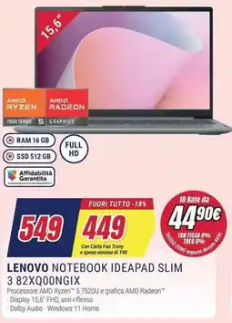 Trony LENOVO NOTEBOOK IDEAPAD SLIM 3 82XQ00NGIX offerta