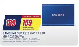 Trony SAMSUNG SSD ESTERNO T7 2TB MU-PC2T0H/WW offerta