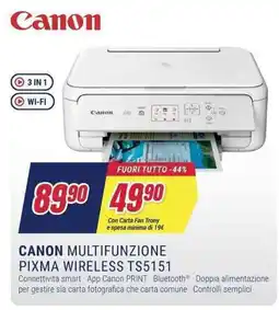 Trony CANON MULTIFUNZIONE PIXMA WIRELESS TS5151 offerta