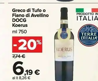 Carrefour Market Koerus greco di tufo o fiano di avellino docg 750 ml offerta