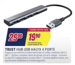 Trony Trust hub usb halyx 4 porte offerta