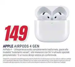 Trony Apple airpods 4 gen offerta