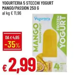 Galassia Yogurteria 5 stecchi yogurt mango/passion offerta