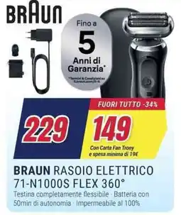 Trony BRAUN RASOIO ELETTRICO 71-N1000S FLEX 360° offerta