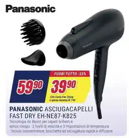Trony PANASONIC ASCIUGACAPELLI FAST DRY EH-NE87-K825 offerta