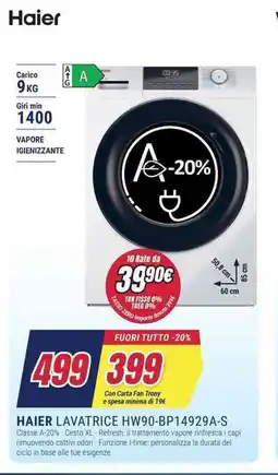 Trony HAIER LAVATRICE HW90-BP14929A-S offerta