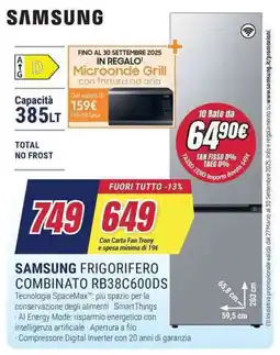 Trony SAMSUNG FRIGORIFERO COMBINATO RB38C600DS offerta