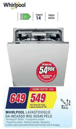 Trony WHIRLPOOL LAVASTOVIGLIE DA INCASSO WIO 30540 PELG offerta