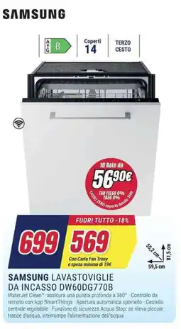 Trony SAMSUNG LAVASTOVIGLIE DA INCASSO DW60DG770B offerta