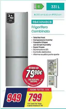Trony Hisense Frigorifero Combinato RB434N4BCB offerta
