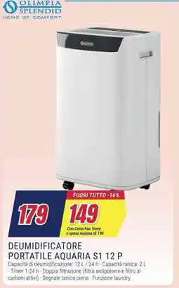 Trony OLIMPIA SPLENDID DEUMIDIFICATORE PORTATILE AQUARIA S1 12 P offerta