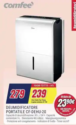 Trony comfee DEUMIDIFICATORE PORTATILE CF-DEHU-20 offerta