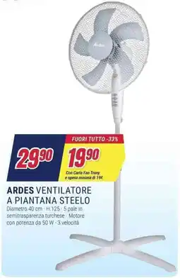 Trony Ardes ventilatore a piantana steelo offerta