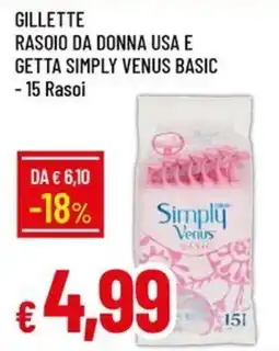 Galassia Gillette rasoio da donna usa e getta simply venus basic -15 rasoi offerta