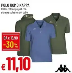 Galassia POLO UOMO KAPPA 100% cotone piquet con stampa sul retro del collo offerta