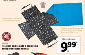 Lidl Zoofari Telo per sedile auto o tappetino refrigerante per animali offerta