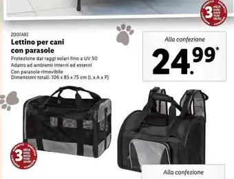 Lidl Zoofari Lettino per cani con parasole offerta