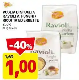 DPiù Voglia di sfoglia ravioli ai funghi / ricotta ed erbette offerta