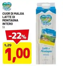 DPiù Cuor di malga latte di montagna intero offerta