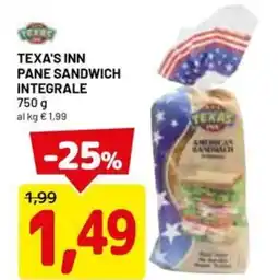 DPiù Texa's inn pane sandwich integrale offerta