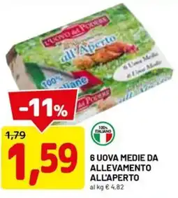 DPiù 6 uova medie da allevamento all'aperto offerta