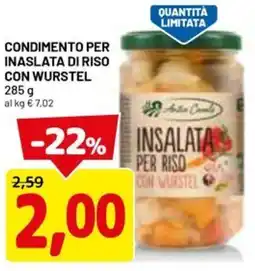 DPiù Condimento per inaslata di riso con wurstel offerta