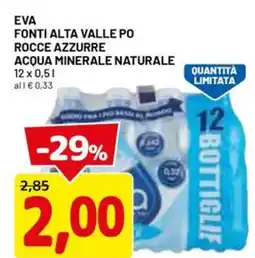 DPiù Eva fonti alta valle po rocce azzurre acqua minerale naturale offerta